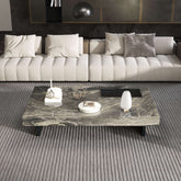 Rectangle coffee table made of light luxury sintered stone with modern design